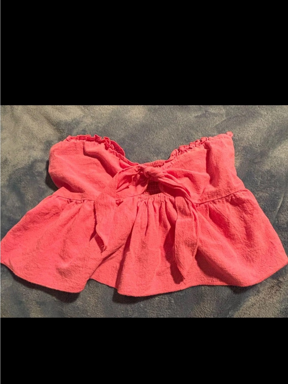 SHEIN Coral Pink Ruffle Bow Peplum Crop Top